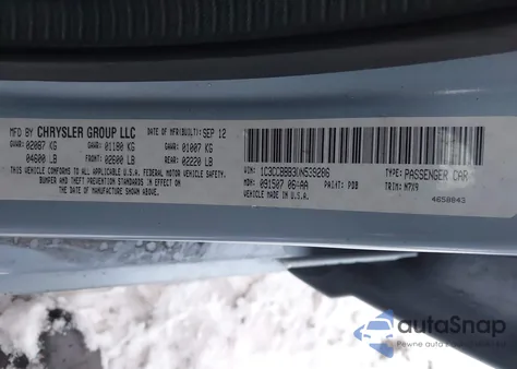 2013 Chrysler 200 Touring из США, поврежденный, VIN 1C3CCBBB3DN539286